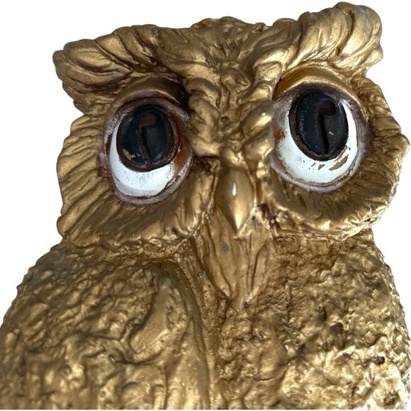 Vintage 1967 Gold Owl Wall Art Pair: Mid-Century Modern Decor - Picture 9 of 10